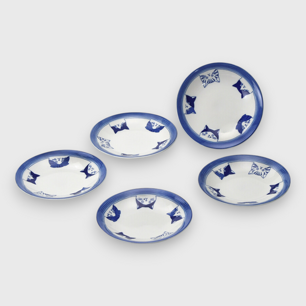 SHICHITA Cat Ceramic Plate Set of 5