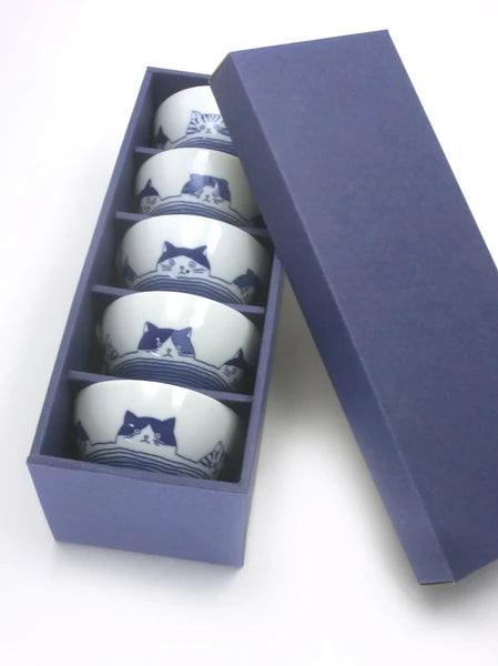 SHICHITA cat ceramic bowl set of 5