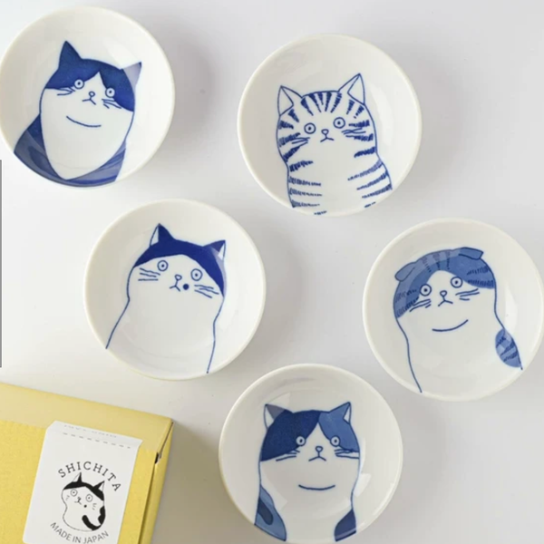 SHICHITA cat ceramic small dishes set of 5