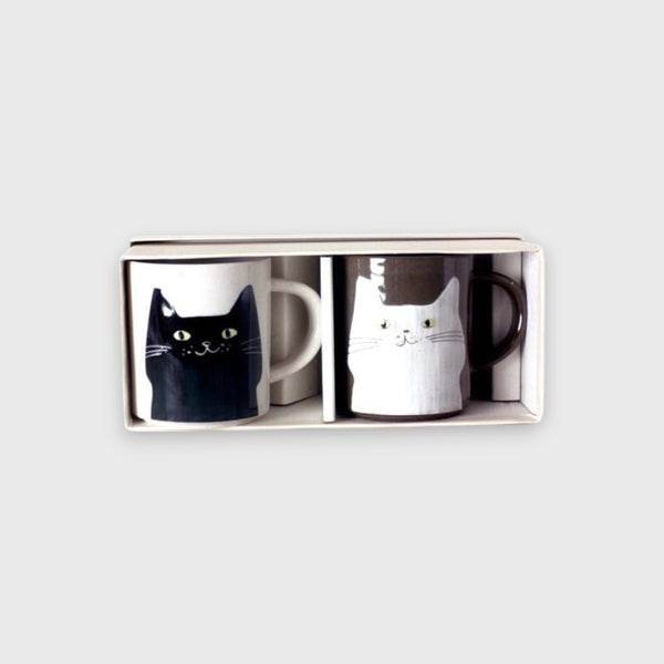 Liulu black and white cat coffee cup set