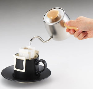 Miyacoffee 宮崎製作所 不鏽鋼木柄手沖壺 - 銀色 - M3 Coffee & Zakka