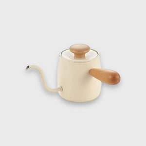 Miyacoffee 宮崎製作所 不鏽鋼木柄手沖壺 - 白色 - M3 Coffee & Zakka